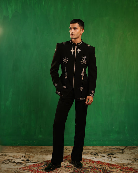 Black Zardosi embroidered co-ord set luxury pret India by Ahi Clothing — Rudram collection