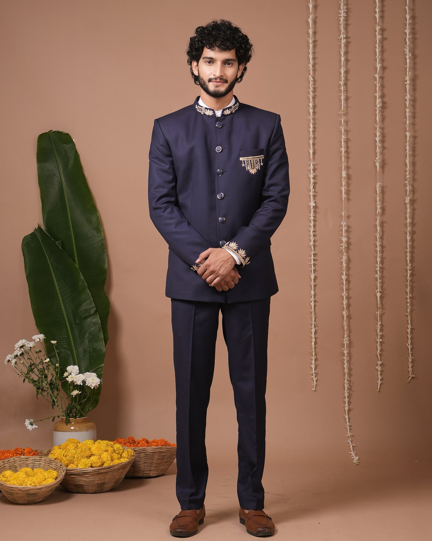 Navy Blue Jodhpuri Set (Set of 3)