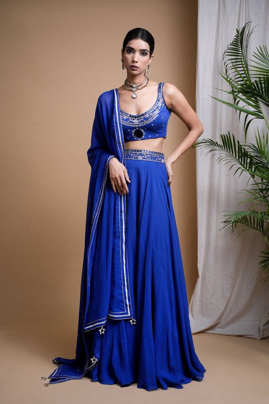 ROYAL BLUE LEHENGA SET (SET OF 3)