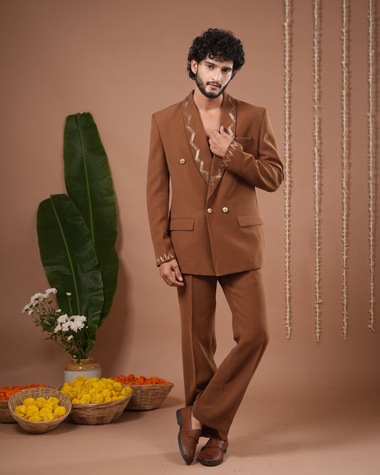 Mustard Coat And Pant Set (Set of 2)