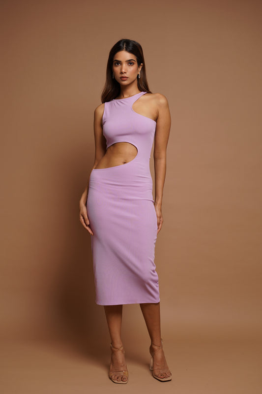 Lilac Ribbed Bodycon Dress