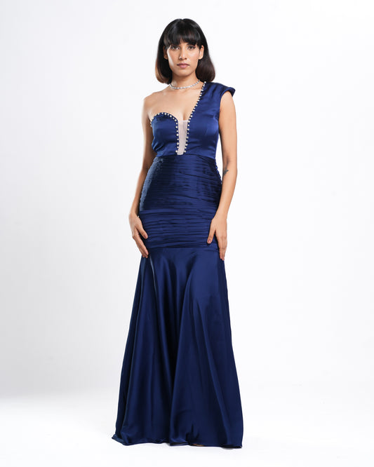 Nellie - Navy Blue Sheath Long Dress