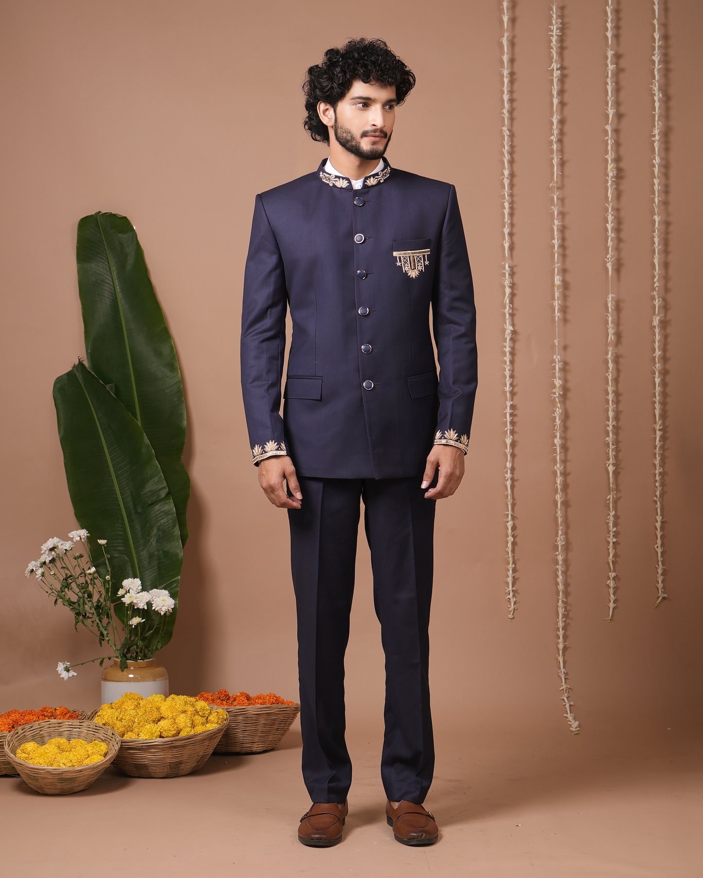 Navy Blue Jodhpuri Set (Set of 3)