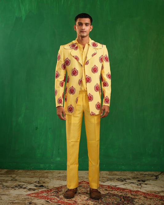 Warm Yellow -Deep Red Pomegranate Suit Set (Set of 3)