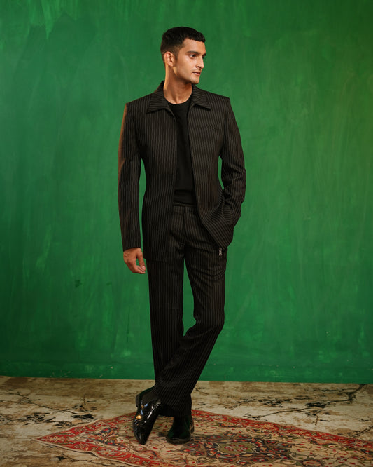 Black Pinstripe Contemporary Co-Ord Set (Set of 2)
