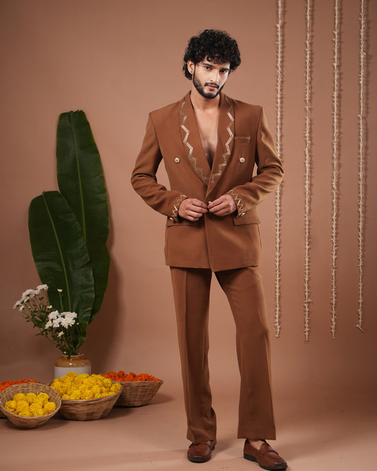 Mustard Coat And Pant Set (Set of 2)