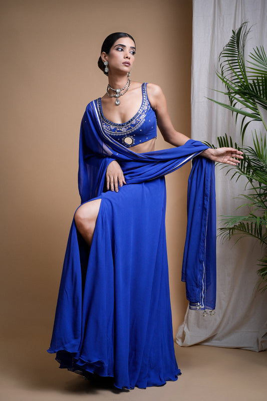 ROYAL BLUE LEHENGA SET (SET OF 3)