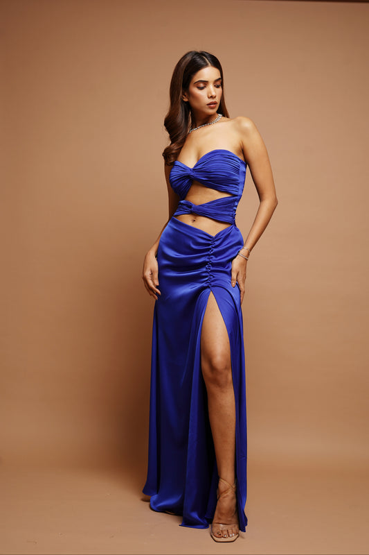 Royal Blue Satin Long Dress