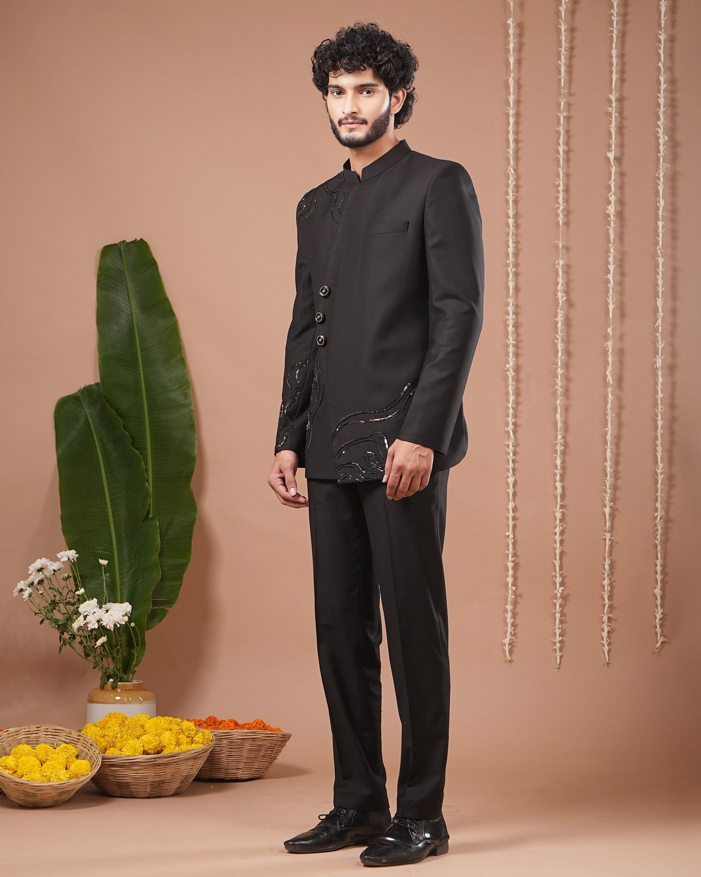 Black Jodhpuri Set (Set of 3)