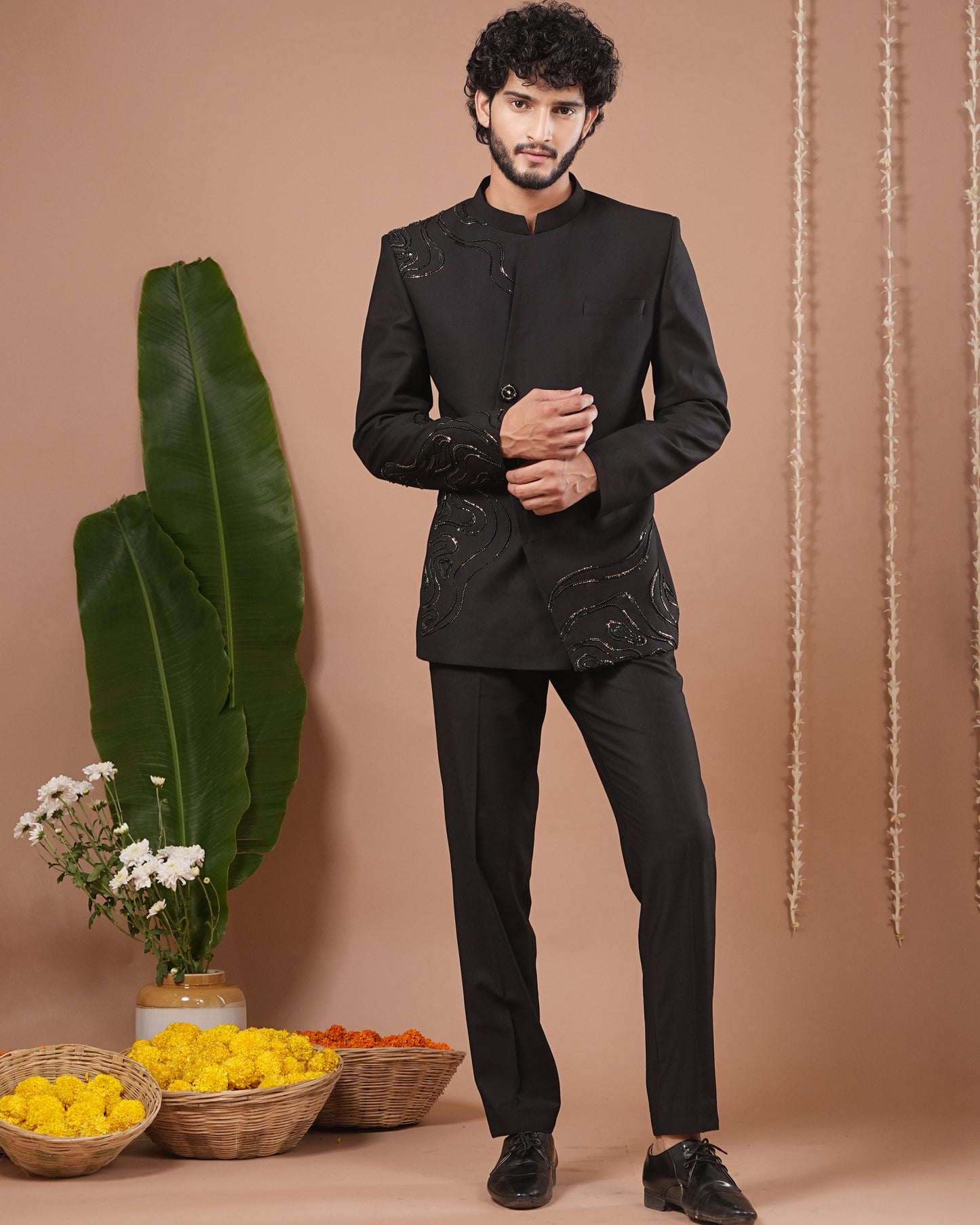 Black Jodhpuri Set (Set of 3)