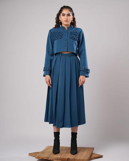 Ivy - Midnight Blue Braided Co-Ord (SET OF 3)