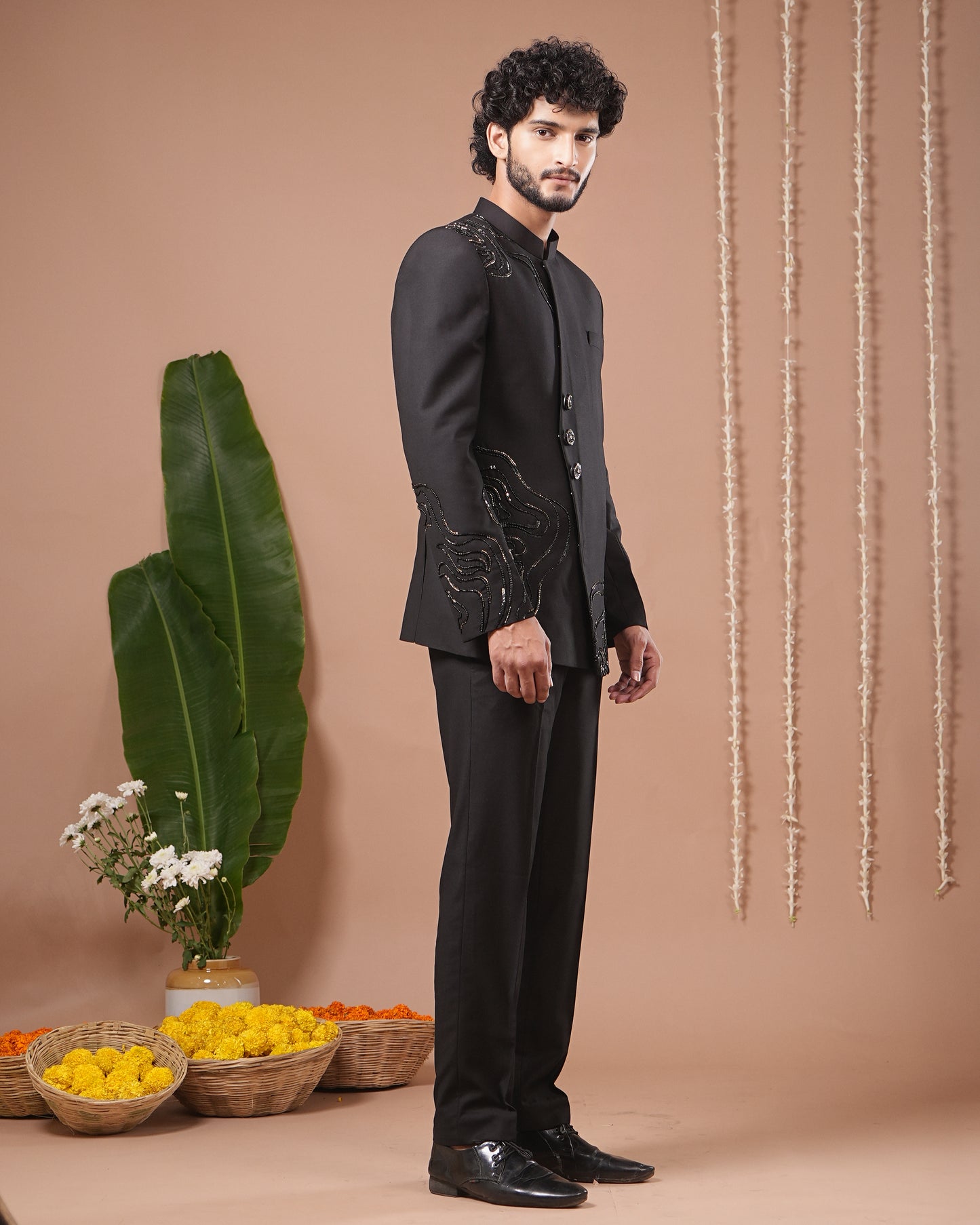 Black Jodhpuri Set (Set of 3)
