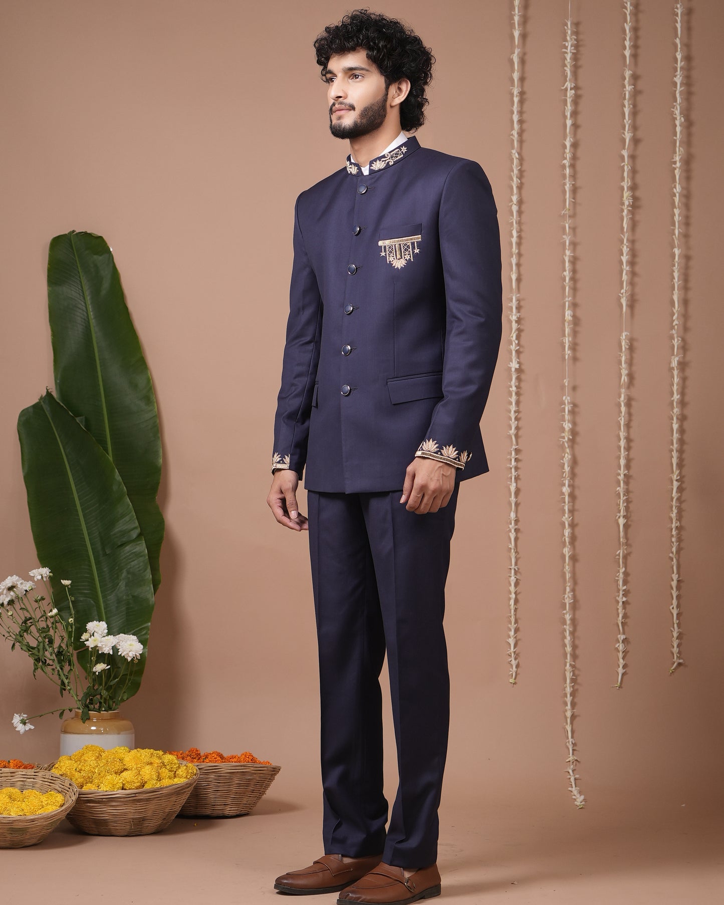 Navy Blue Jodhpuri Set (Set of 3)