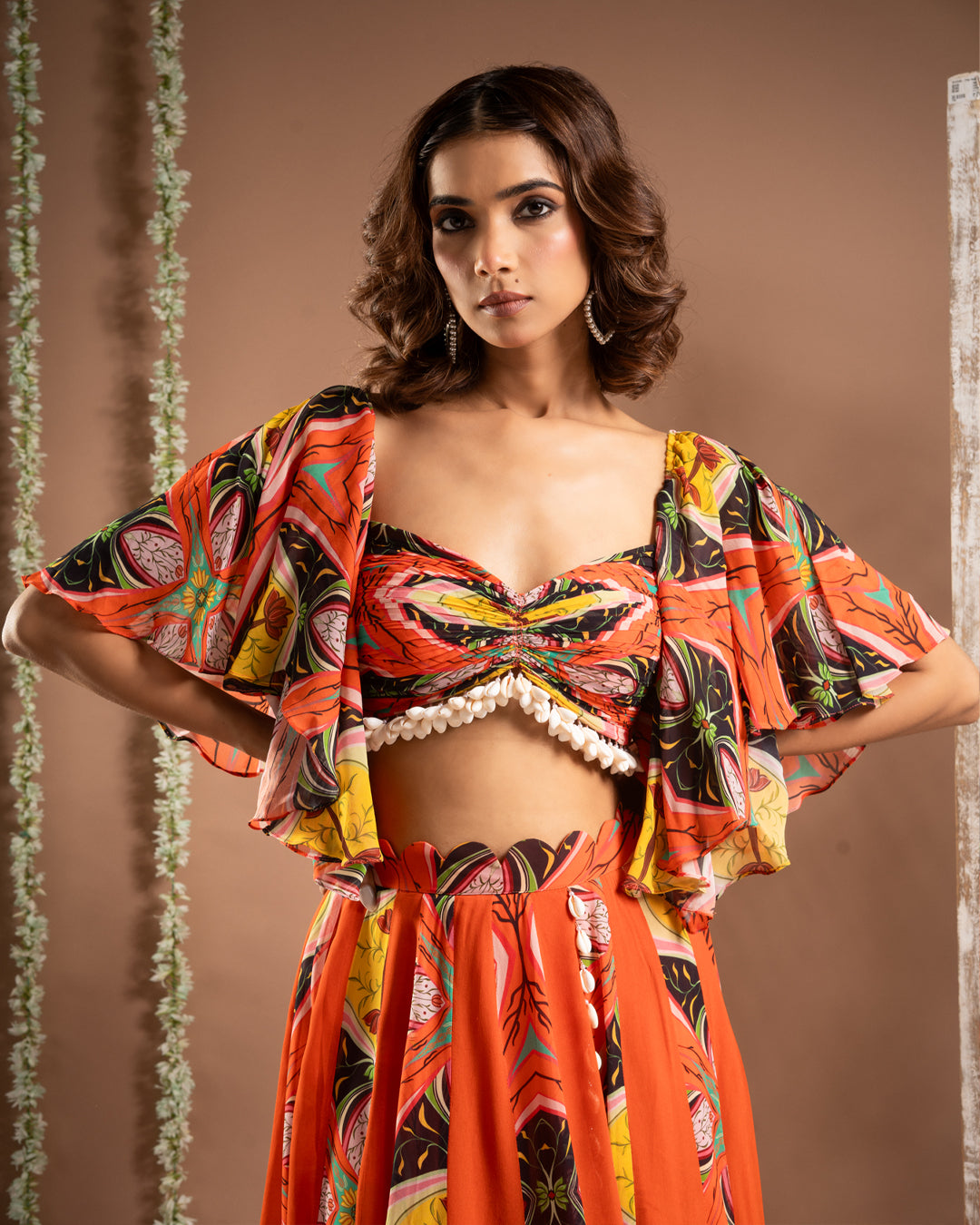 Orange Kaudi Abstract Print Indo Set (Set of 2)