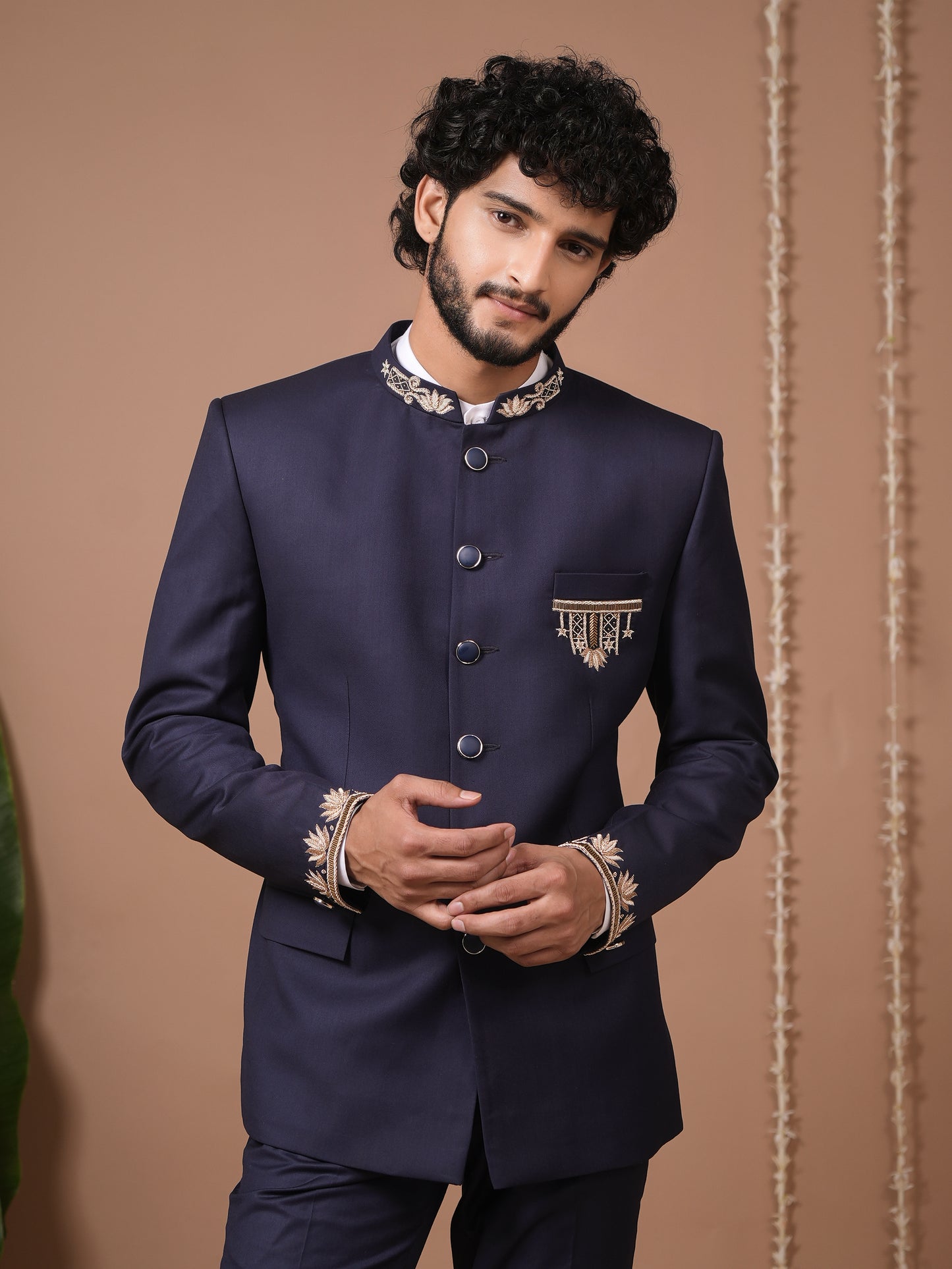 Navy Blue Jodhpuri Set (Set of 3)