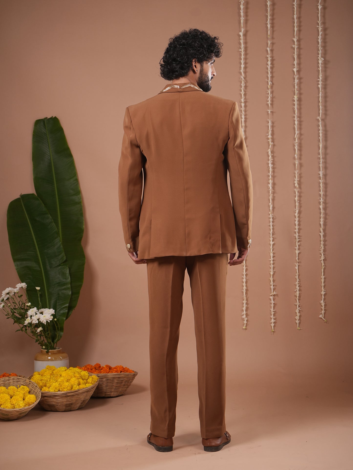 Mustard Coat And Pant Set (Set of 2)