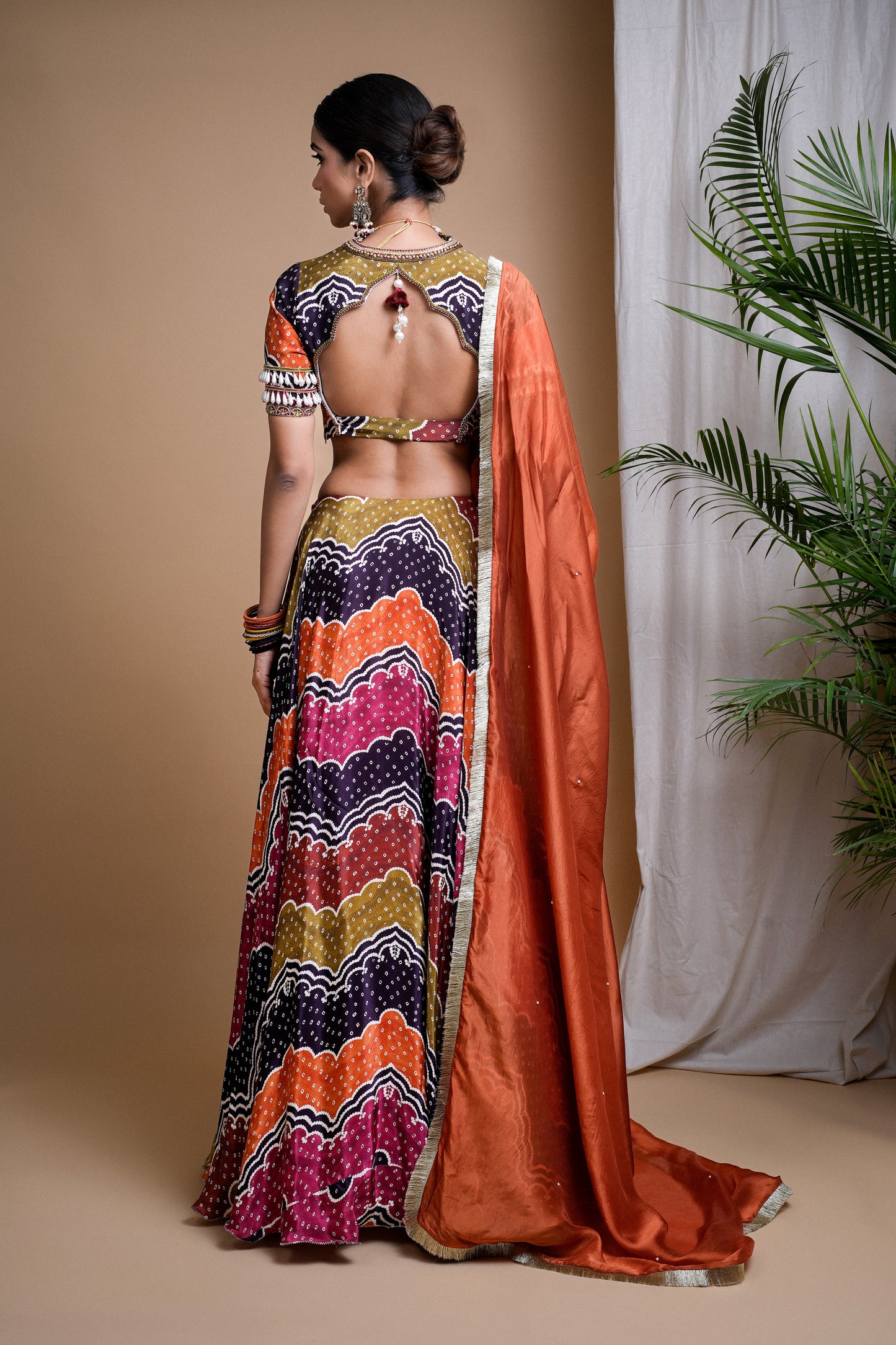 MULTI COLOR DIGITAL PRINT HEAVY LEHENGA SET (SET OF 3)