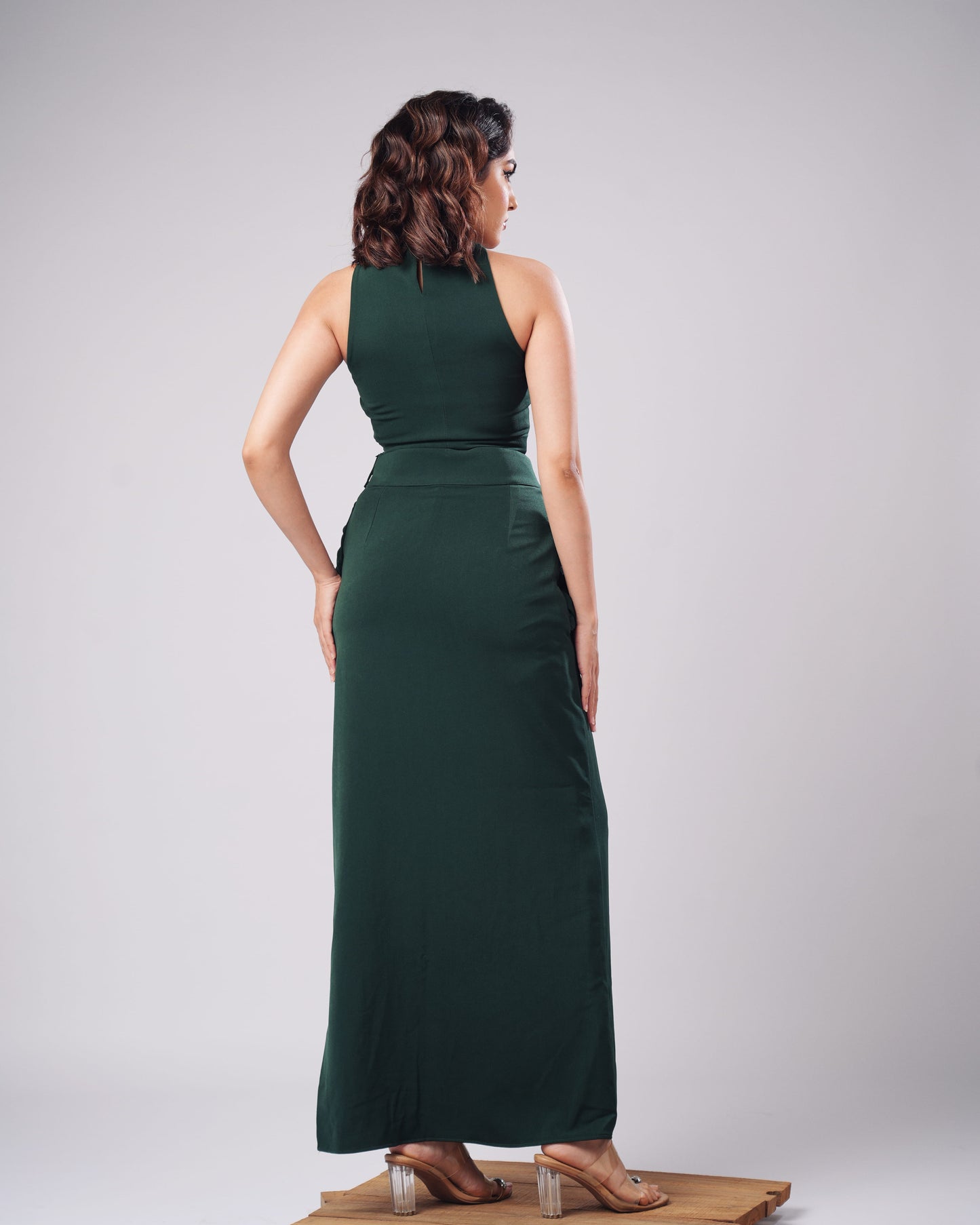Hazel - Emerald Green Sculpted Co-ord (SET OF 2 )