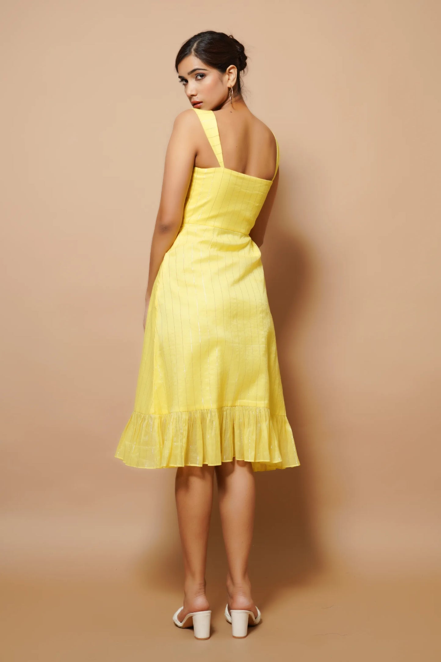 Chanderi Lurex Yellow Midi