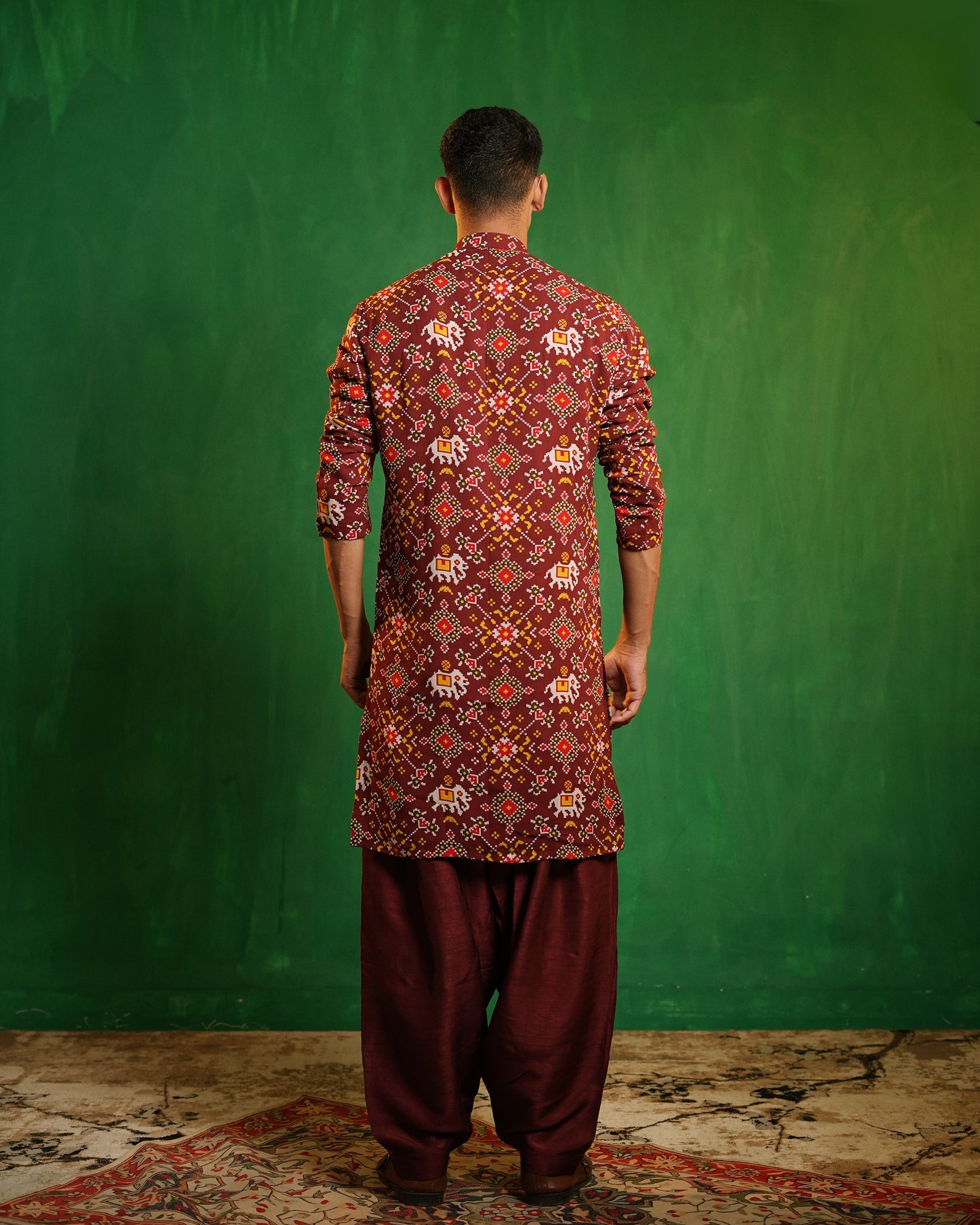 Maroon Patola Printed Kurta Salwar Set (Set of 2)