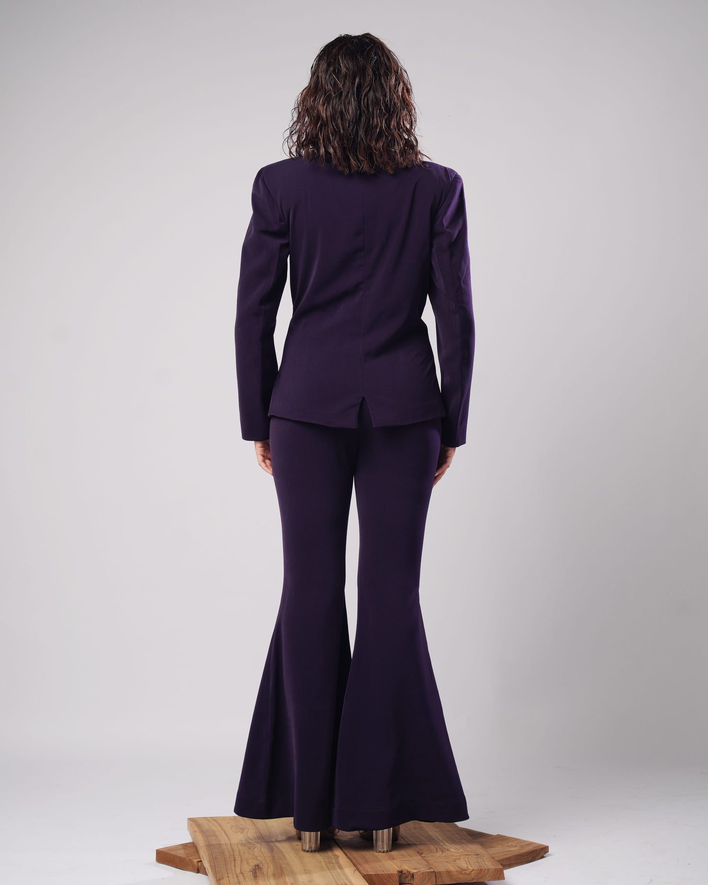 Violet - Deep Aubergine Structured Blazer & Flared Trouser Set (SET OF 2)