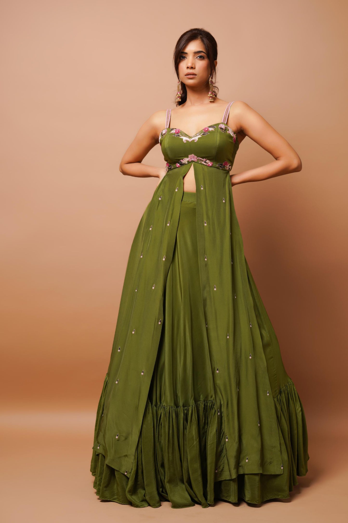 Mehndi Green Indo Western Set Image 1