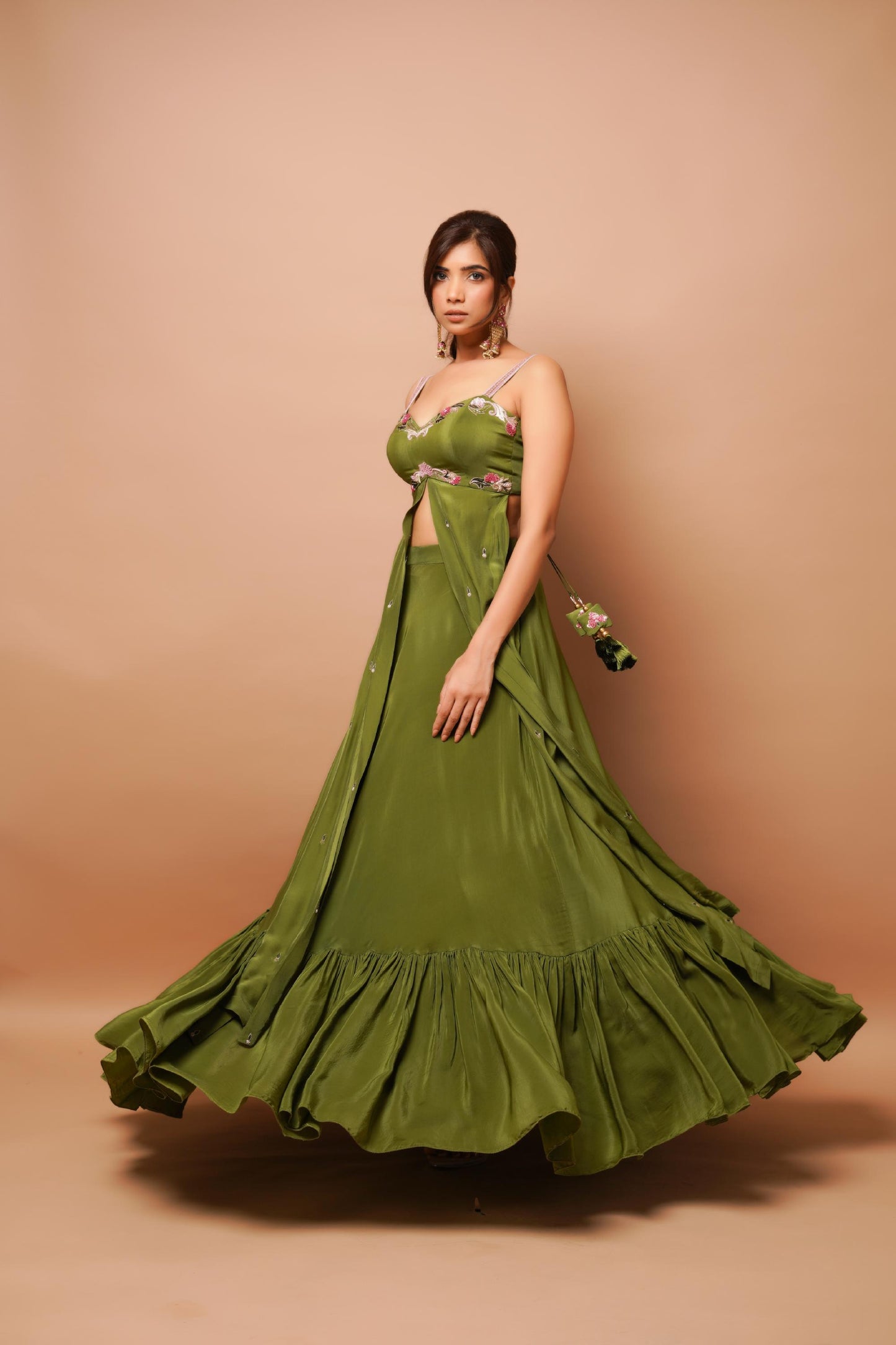 Mehndi Green Indo Western Set Image 2
