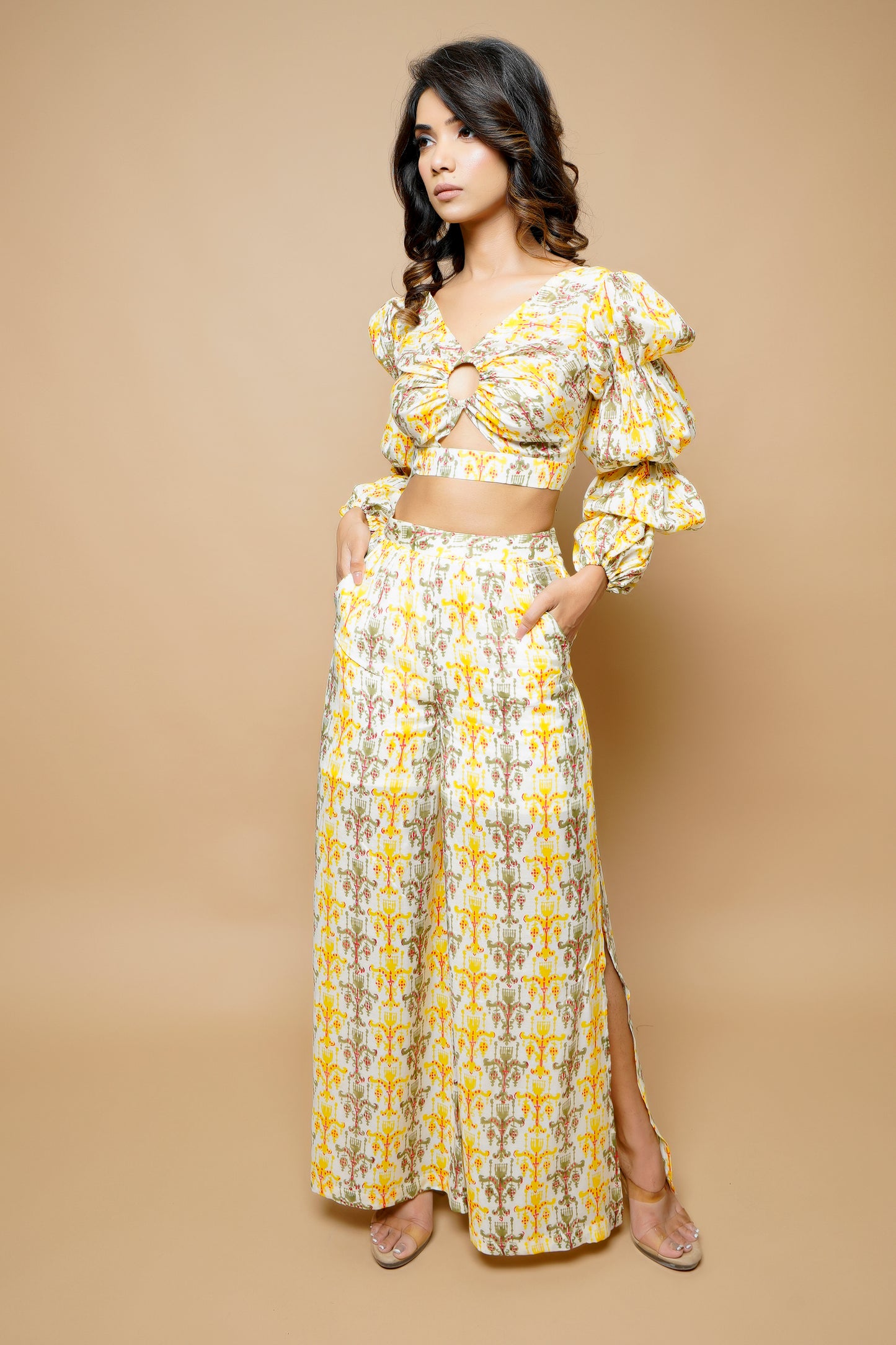Yellow Block Printed Co-Ord