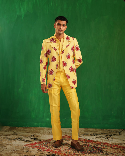 Warm Yellow -Deep Red Pomegranate Suit Set (Set of 3)