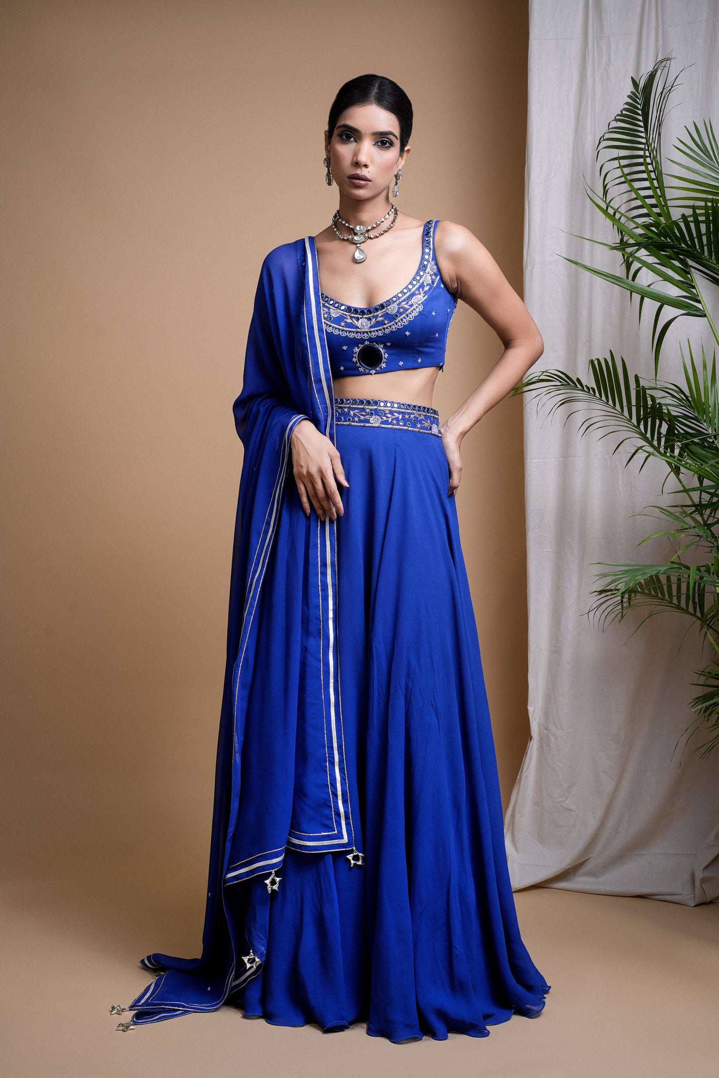 ROYAL BLUE LEHENGA SET  (SET OF 3)