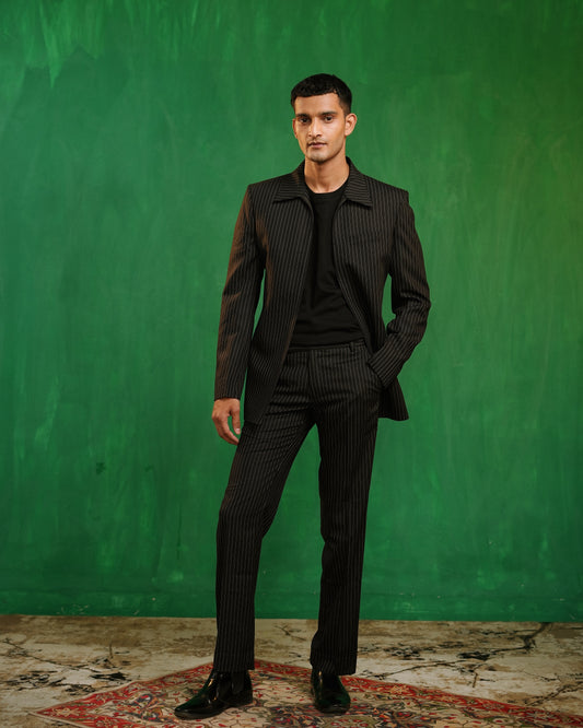 Black Pinstripe Contemporary Co-Ord Set (Set of 2)