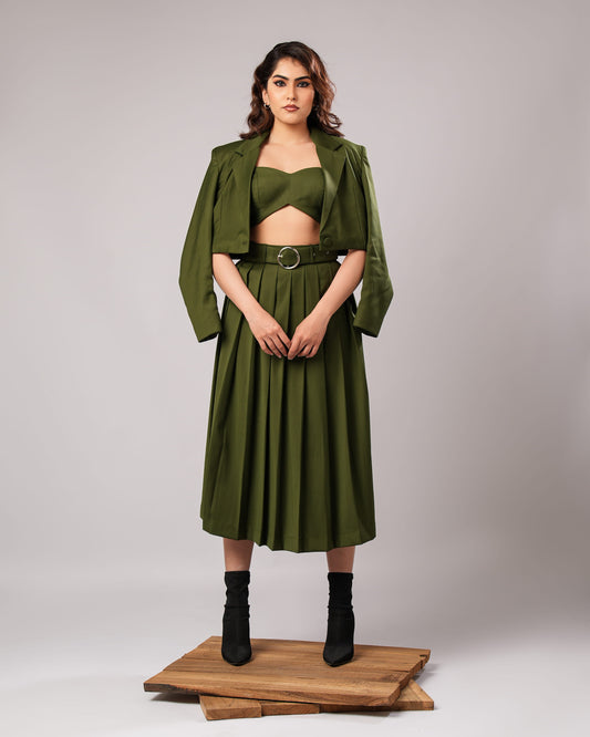 Eve - Olive Modern Tailored Co-Ord (SET OF 3)