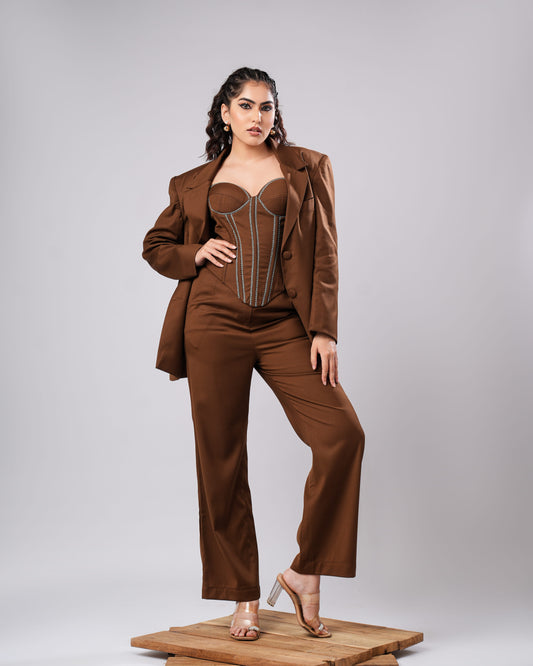 Nixie - Mocha Corset Power Suit (SET OF 3)