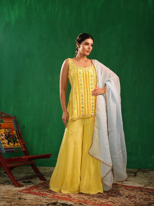 Yellow Ghungroo Heavy Suit Set (Set of 3)