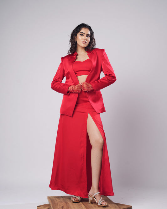 Rosemary - Scarlet Satin Three-Piece Power Set (SET OF 3)