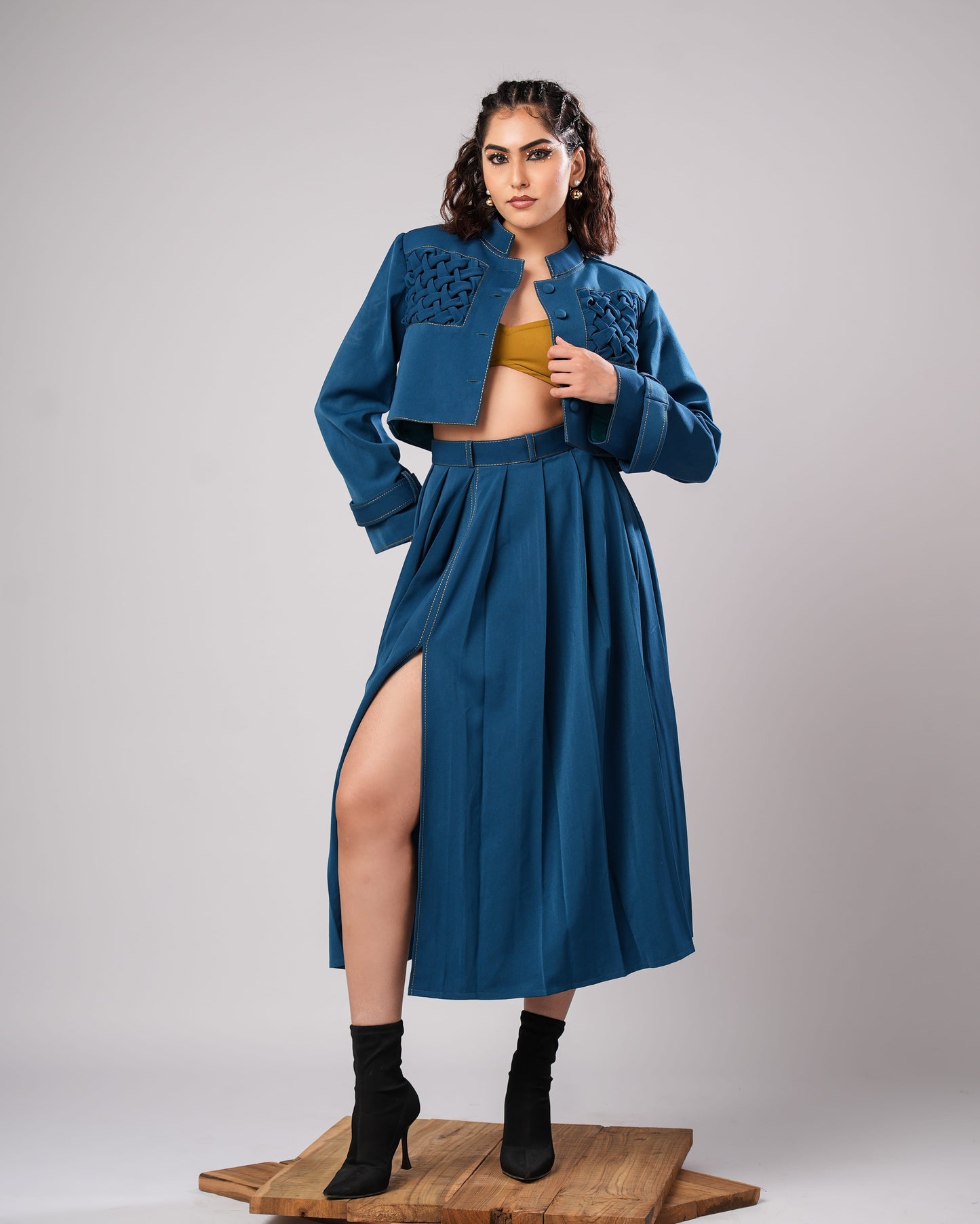 Ivy - Midnight Blue Braided Co-Ord (SET OF 3)