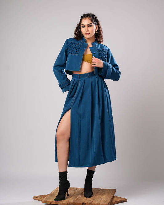 Ivy - Midnight Blue Braided Co-Ord (SET OF 3)