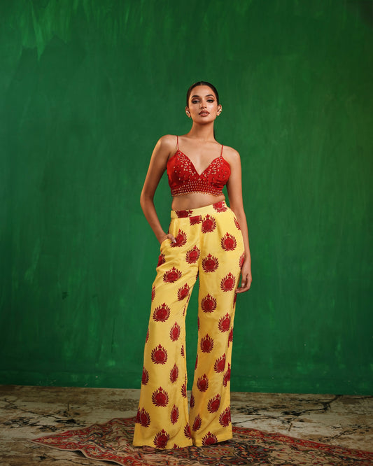 Pomegranate Printed Pant Suit Set (Set of 3)