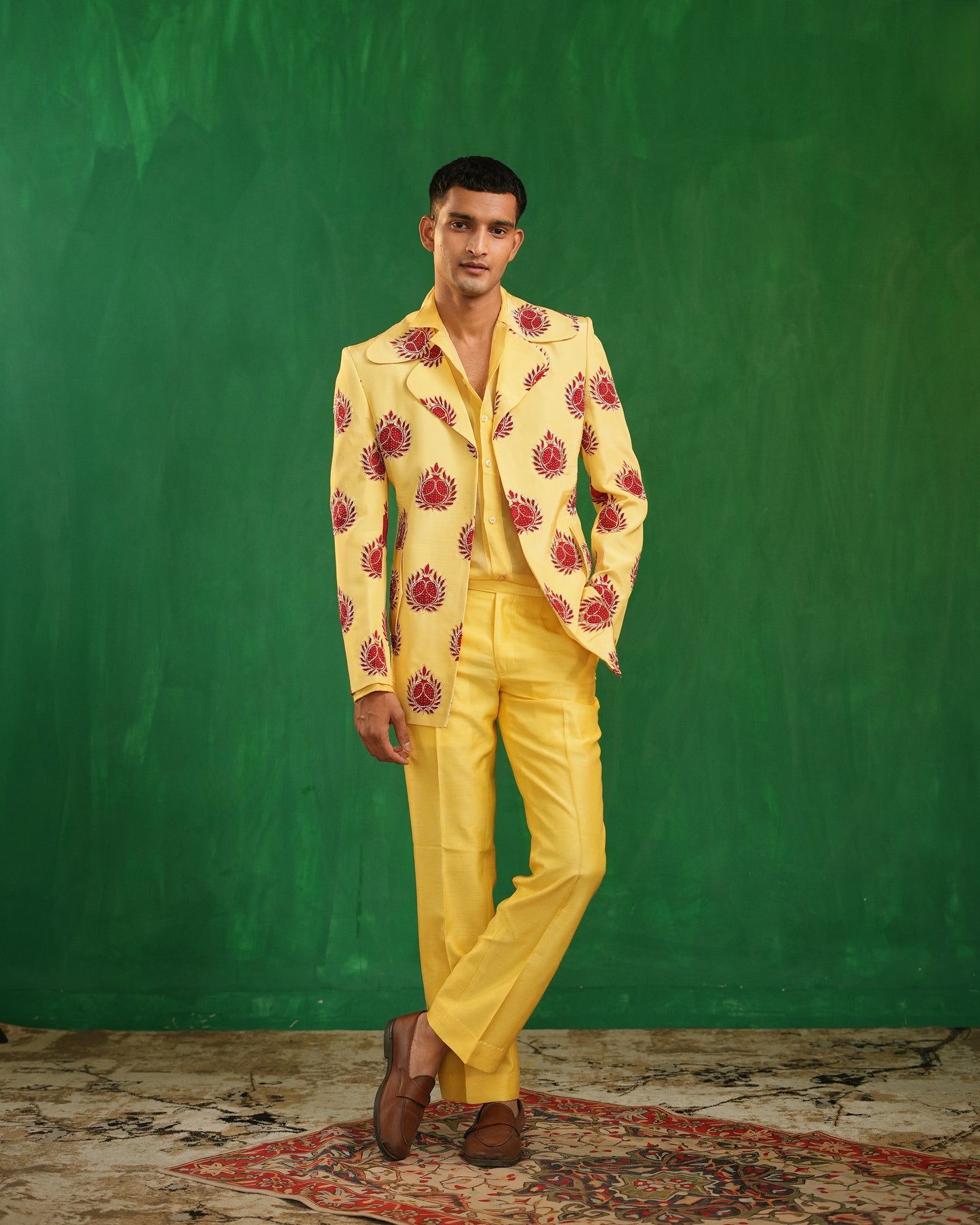 Warm Yellow -Deep Red Pomegranate Suit Set (Set of 3)