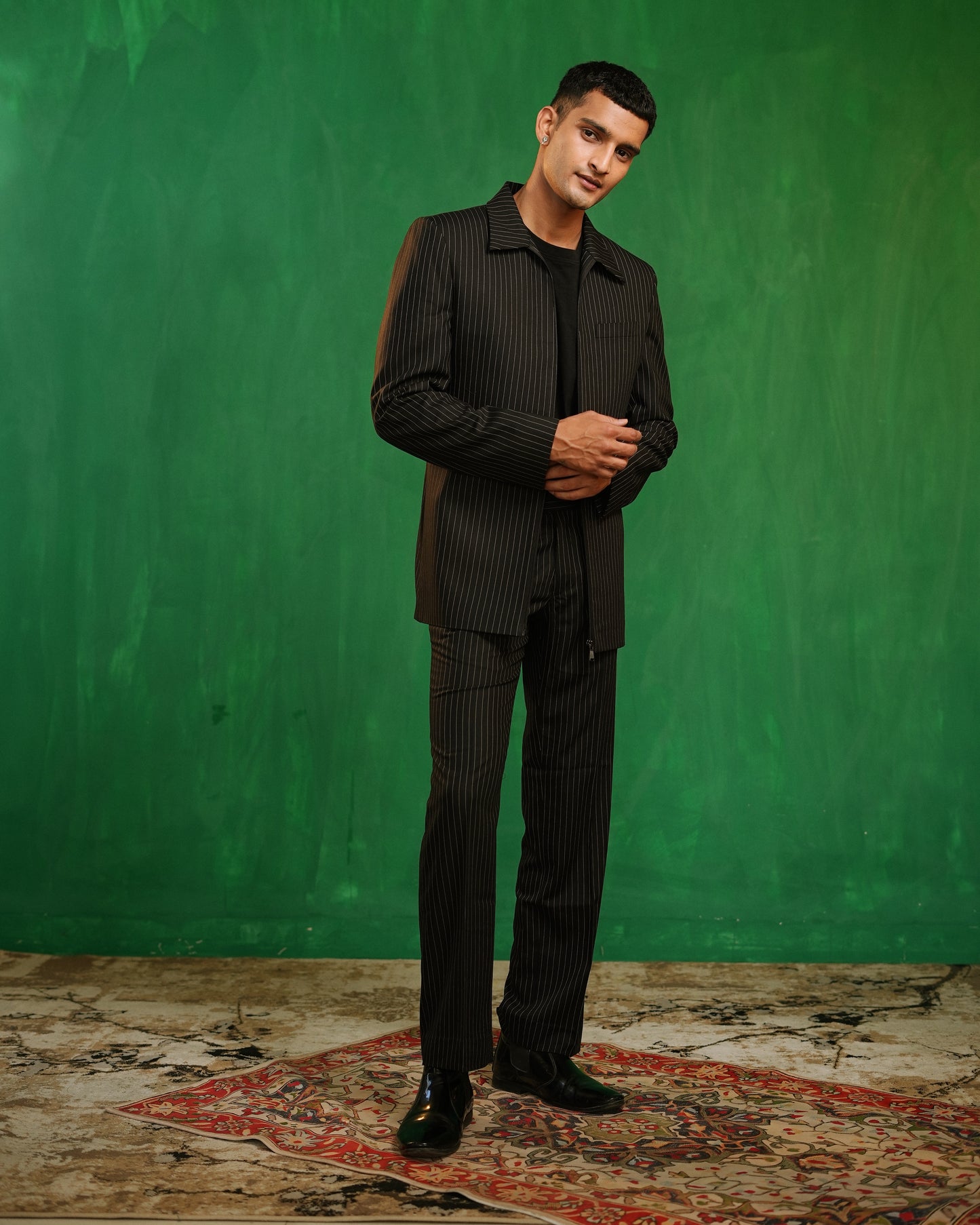 Black Pinstripe Contemporary Co-Ord Set (Set of 2)