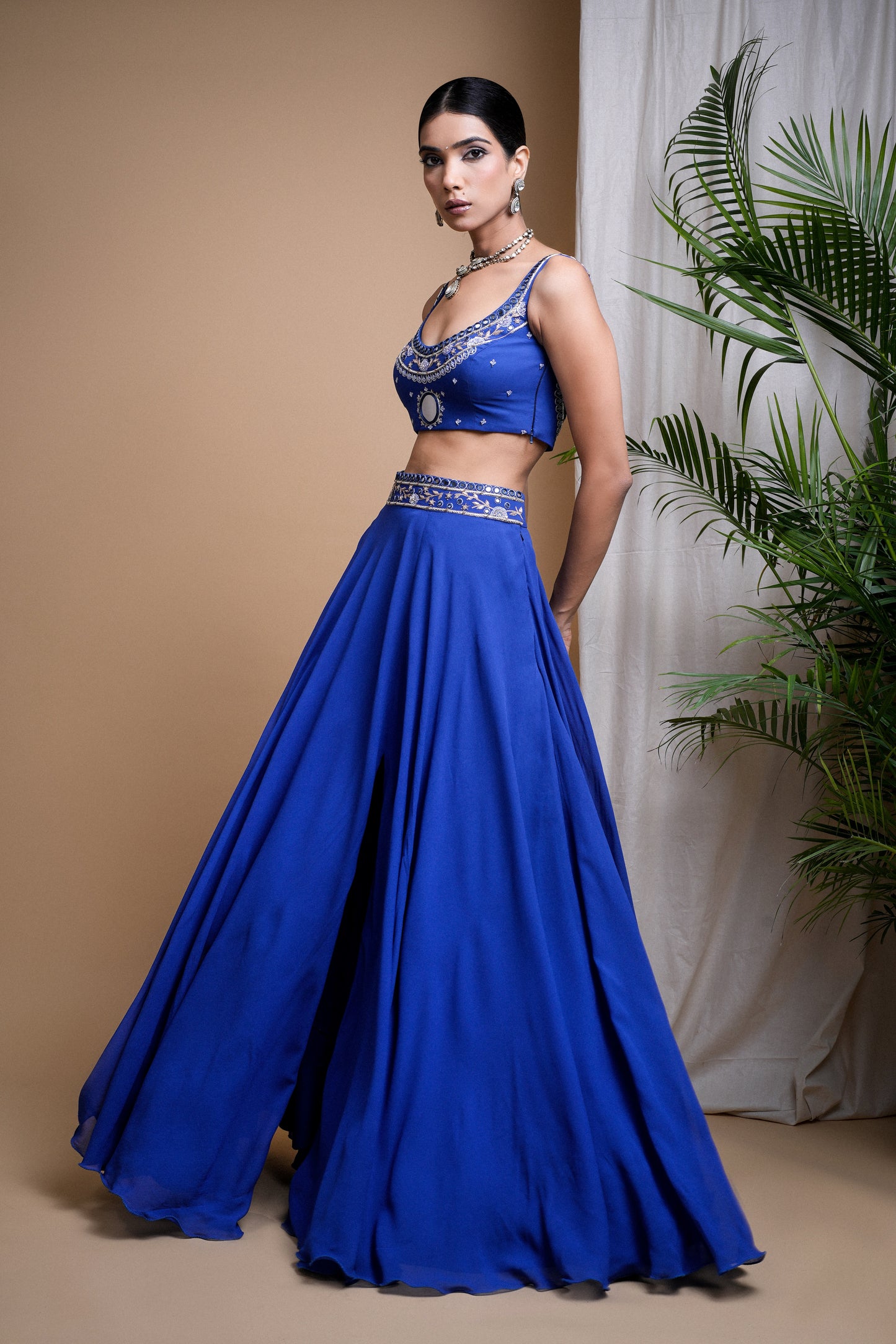 ROYAL BLUE LEHENGA SET  (SET OF 3)