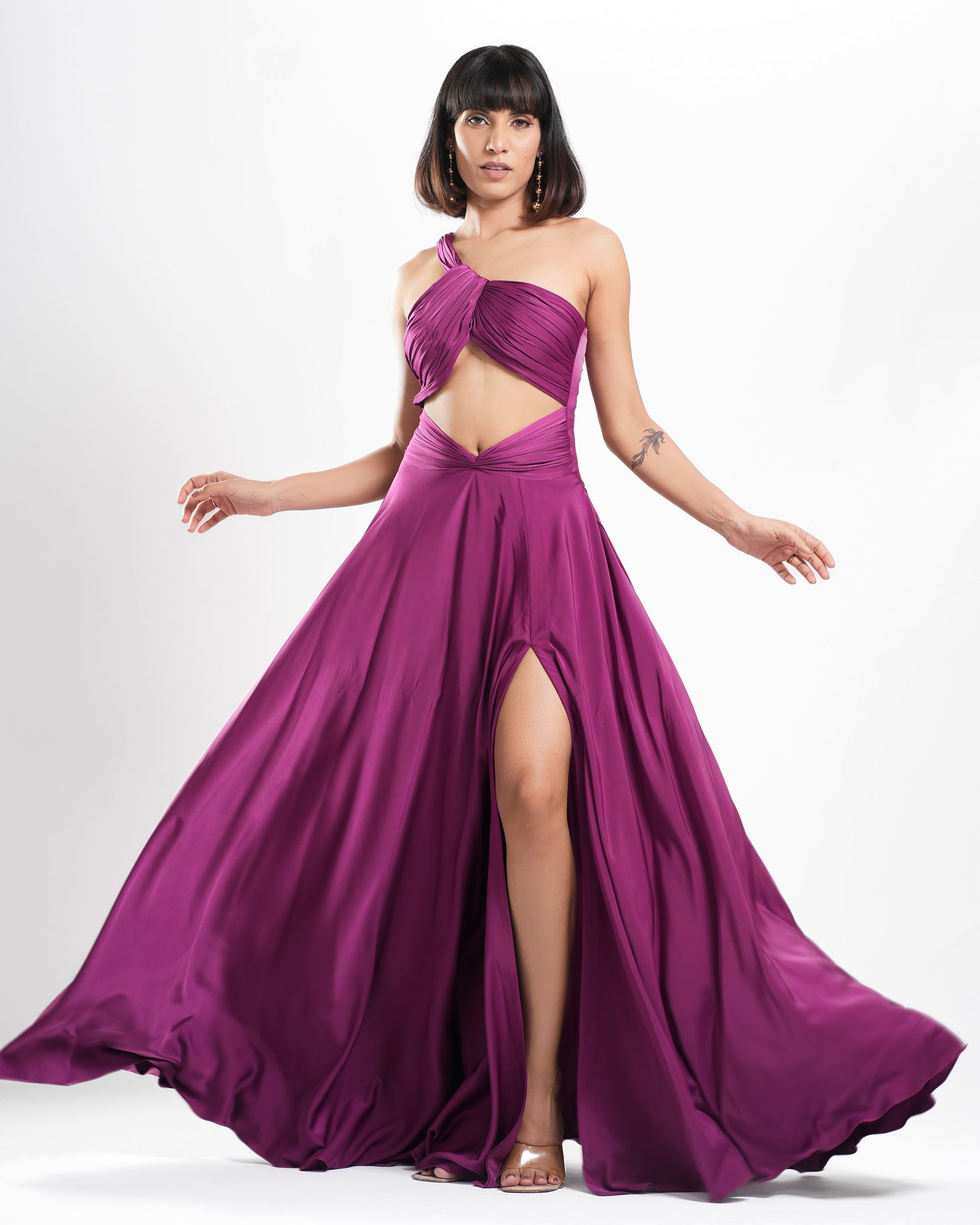 purple drape dress Purple Atlantis Drape Maxi Dress