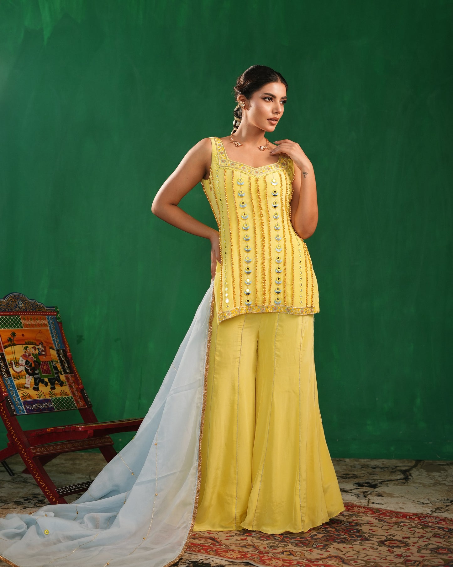 Yellow Ghungroo Heavy Suit Set (Set of 3)