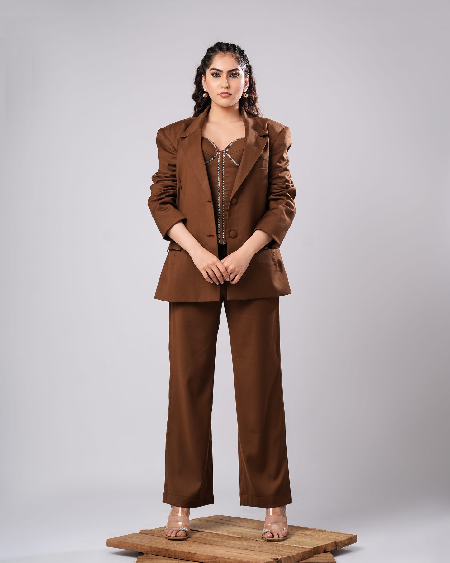 Nixie - Mocha Corset Power Suit (SET OF 3)