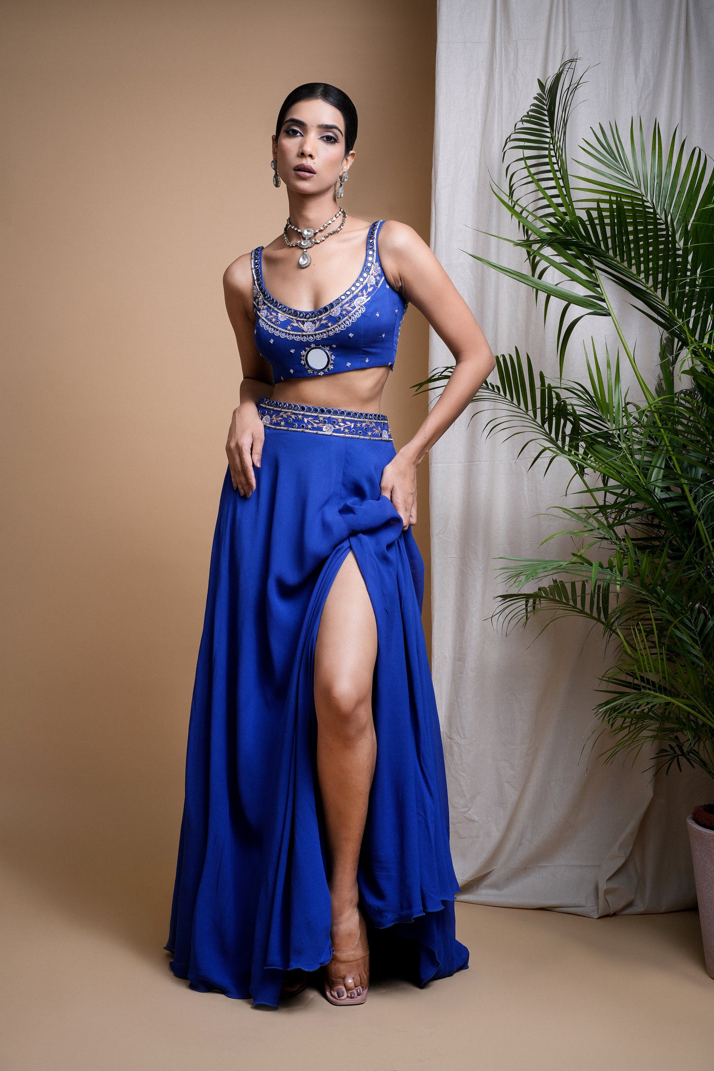 ROYAL BLUE LEHENGA SET  (SET OF 3)