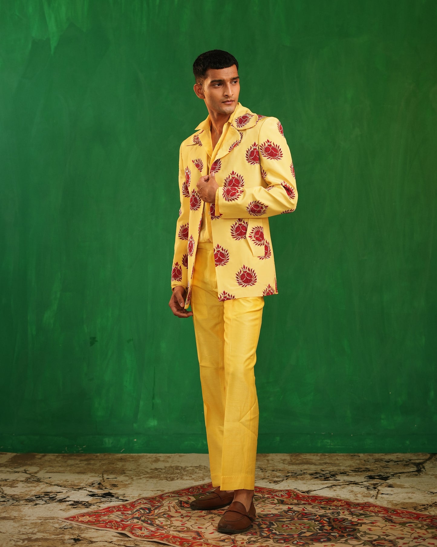 Warm Yellow -Deep Red Pomegranate Suit Set (Set of 3)