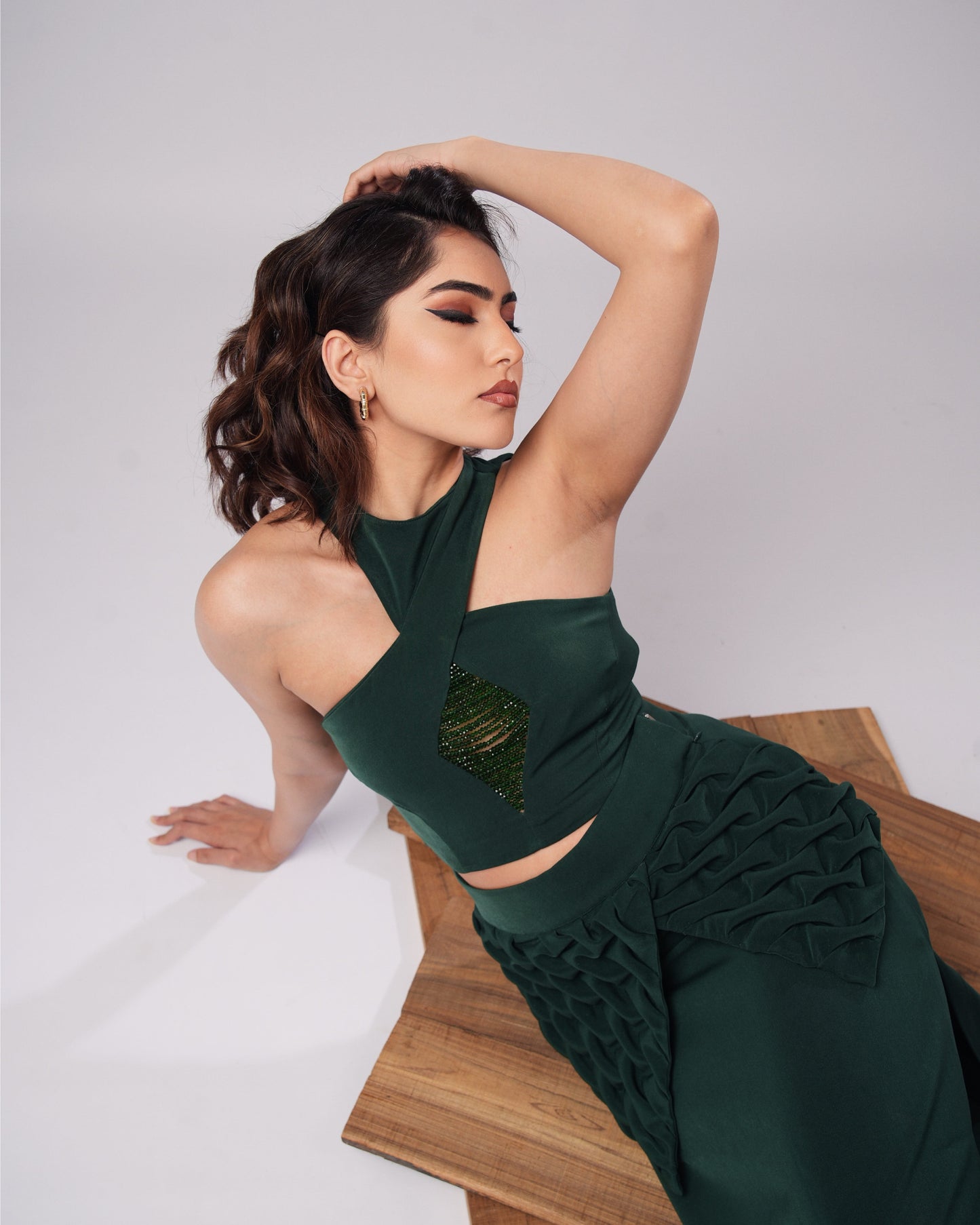 Hazel - Emerald Green Sculpted Co-ord (SET OF 2 )