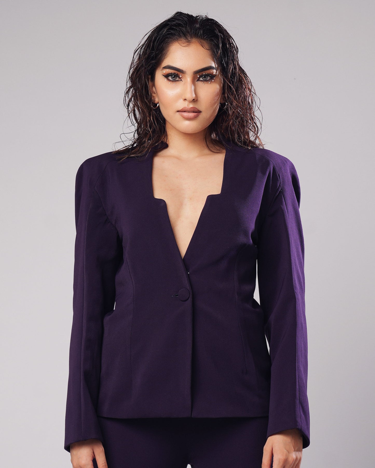 Violet - Deep Aubergine Structured Blazer & Flared Trouser Set (SET OF 2)