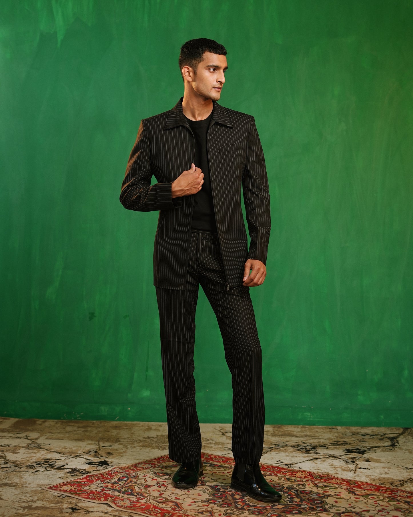 Black Pinstripe Contemporary Co-Ord Set (Set of 2)