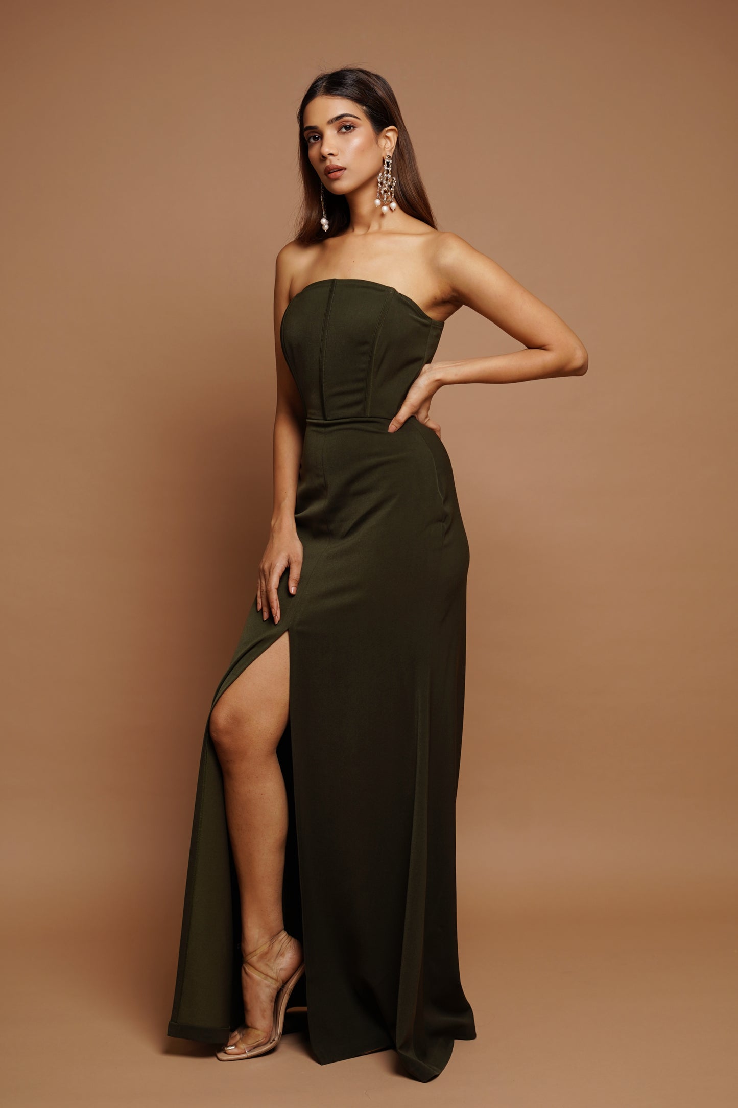 Kai Green Corset Long Dress